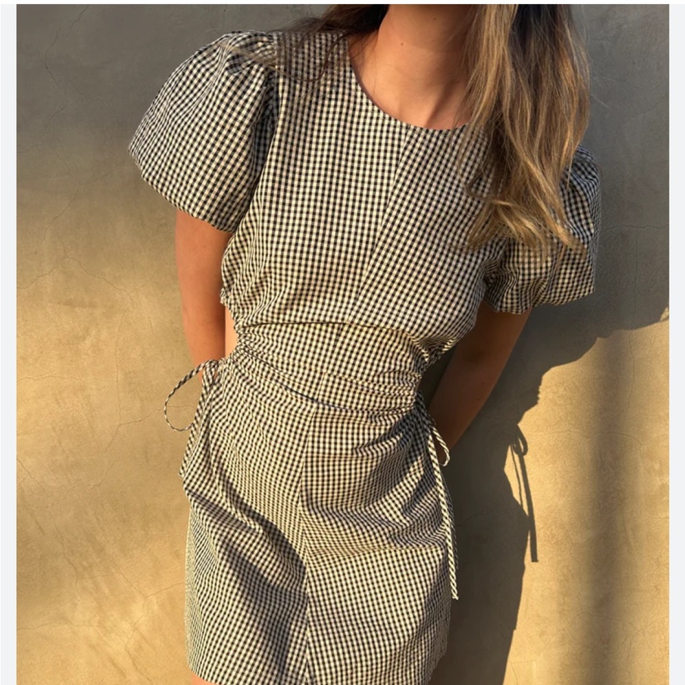 OAK + FORT Green Checkered Mini Dress